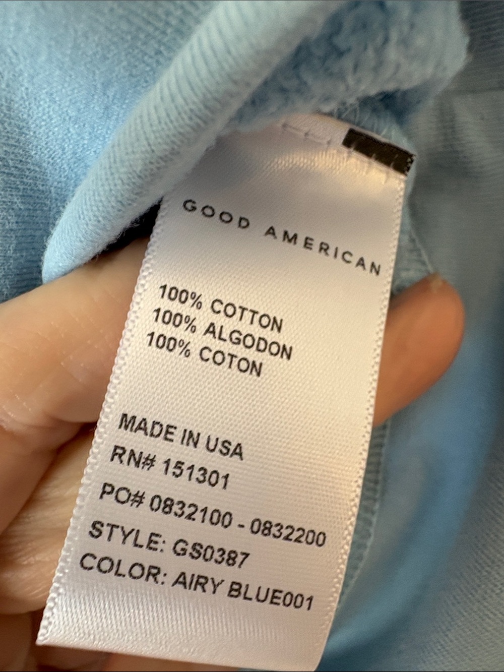Good American Kids Light Blue "ALL GOOD" Pullover Sweatshirt - Picture 8 of 9